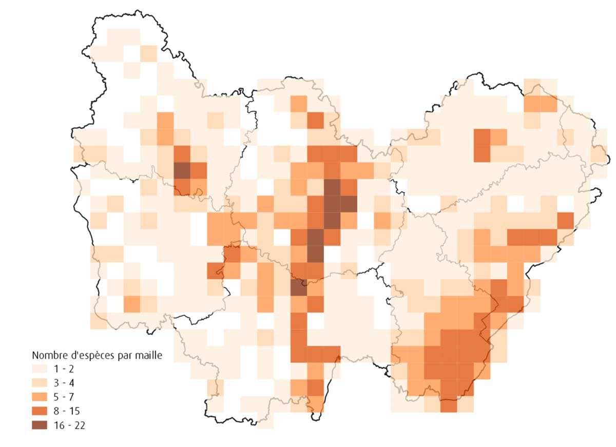 Carte papillons de jour répartition PRA BFC